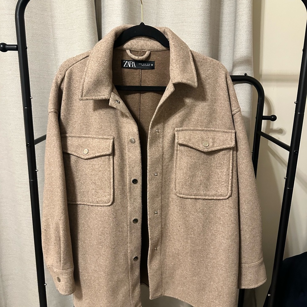 Zara Tan Jacket with gold buttons